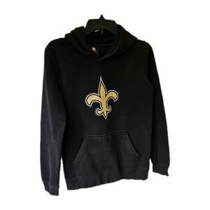 Sz.YL.1 4/16 New Orleans Saints NFL Apparel Hoodie. Black. FleurDeLis. WHO DAT?!
